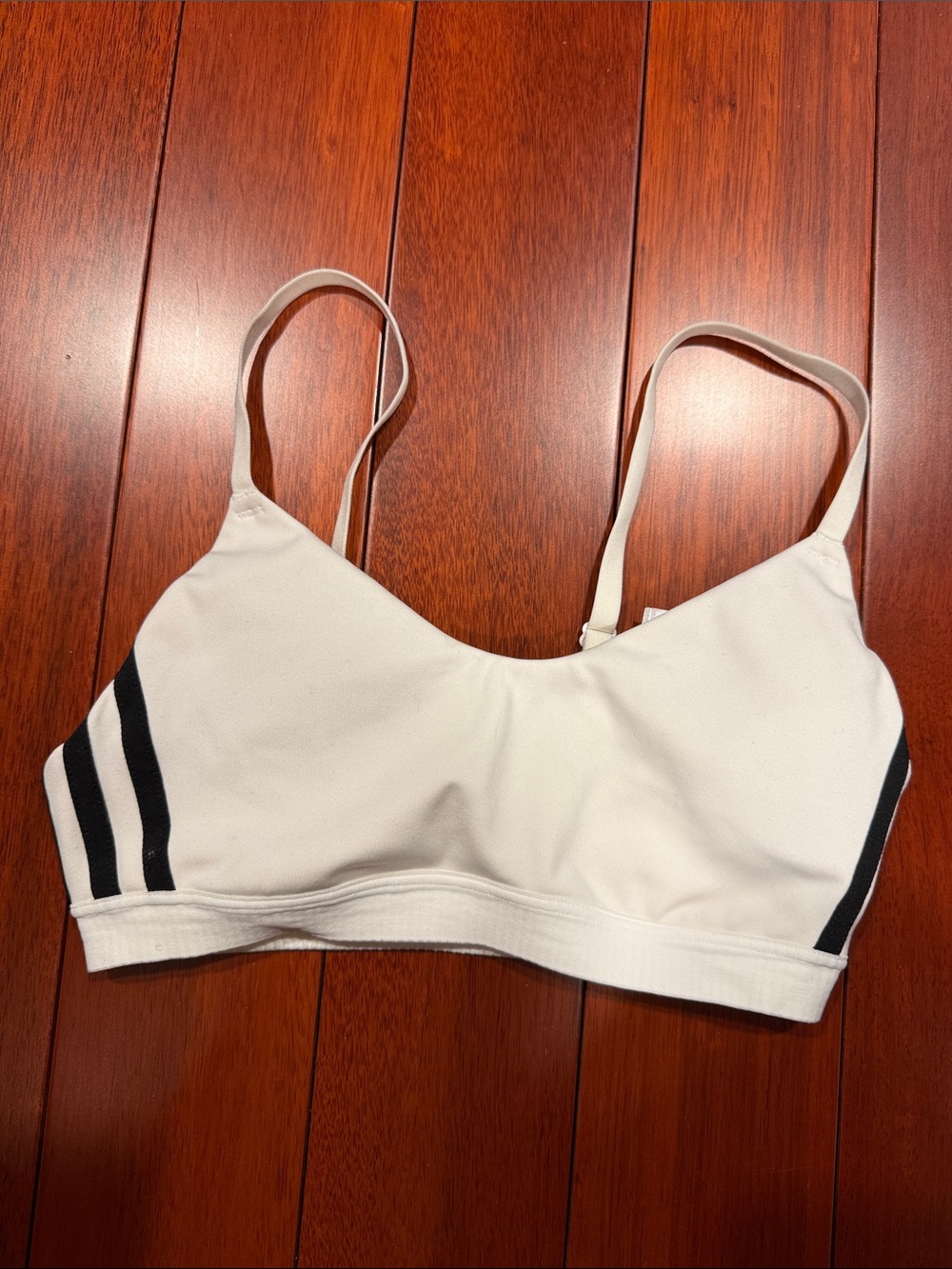 adidas White Sports Bralette with Black Stripe Accents